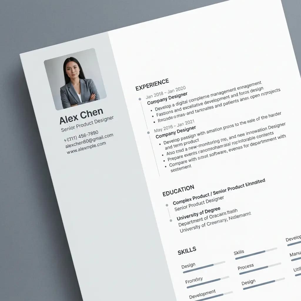 Resume preview with work and skills sections