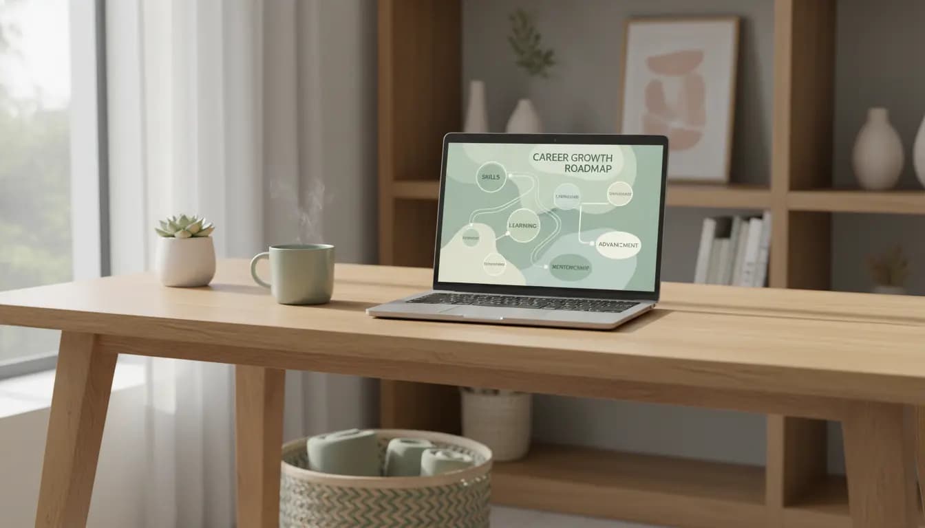 Laptop showing a career growth roadmap