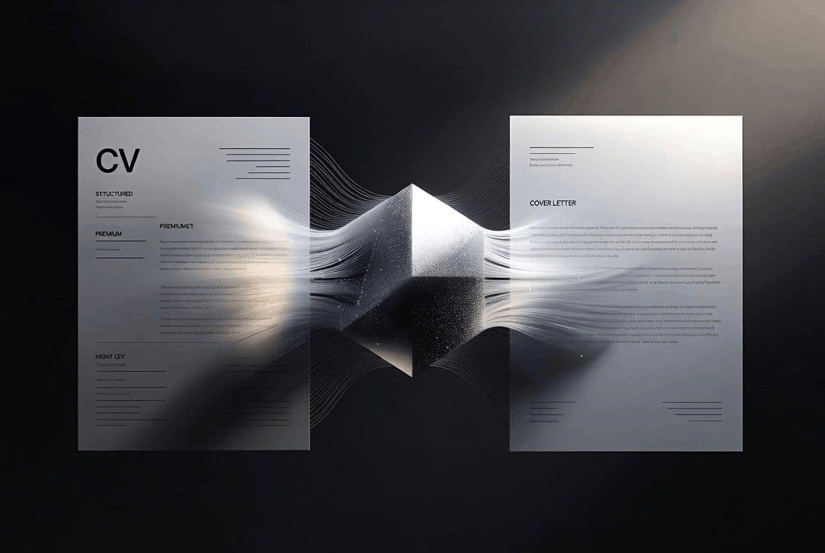 CV Make and Cover Letter workspace preview showing CV creation and tailored letter drafting tools.
